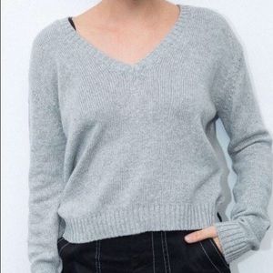 Brandy Melville Gray V-Neck Sweater